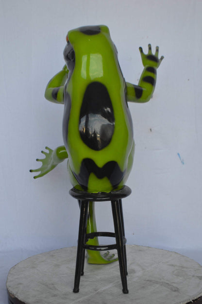 Comedic Green Frog bronze statue - Size: 25"L x 20"W x 30"H.