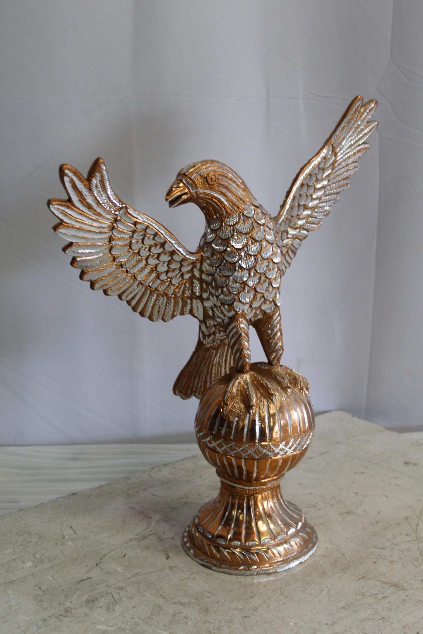 Golden Touched Aluminum Eagle Statue Majestic Home Accent 18" x 7" x 19"H