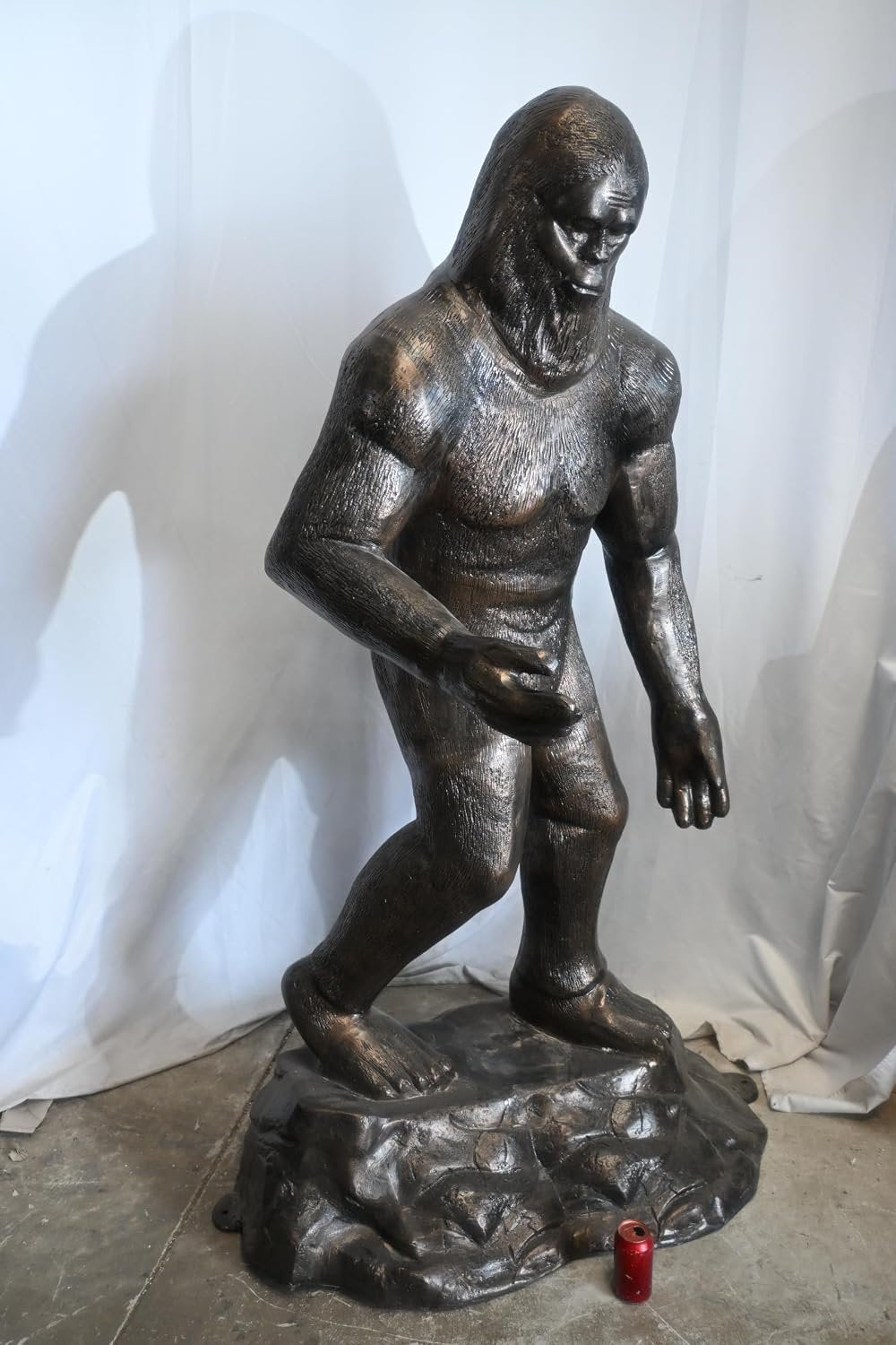 Aluminum Bigfoot Sasquatch Statue on Rock Base 38"x29"x77"H