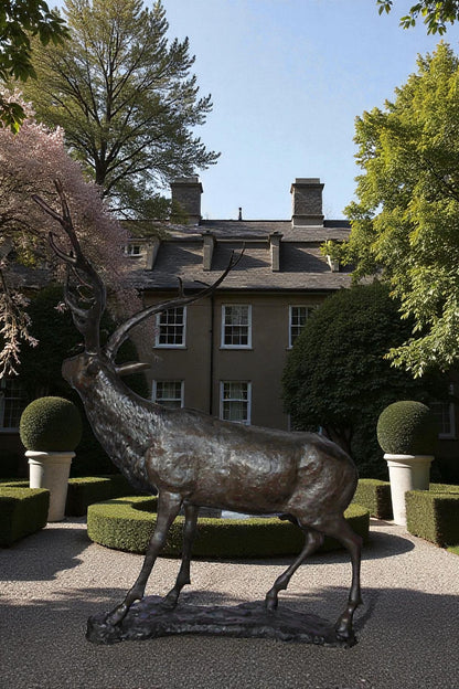 Lifesize And Incredibly Detailed Reindeer Bronze Statue Size: 75" x 50" x 85"H