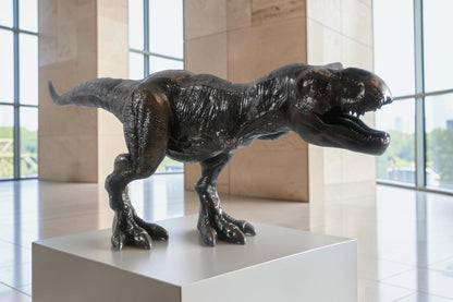 Large Cast Aluminum T Rex Dinosaur Statue Hunting Stance 40"x9"x14"H