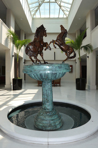 Three Horses on a Tray Fountain Bronze Statue -  Size: 30"L x 30"W x 51"H.