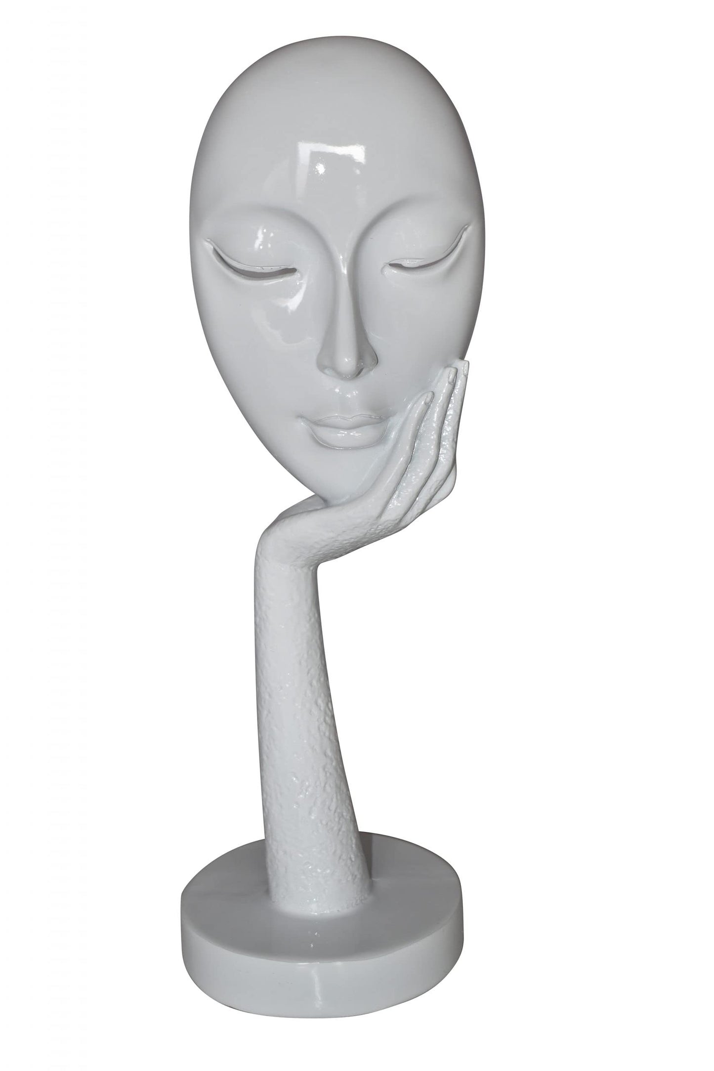 Modern Art White Thinking Head Statue Made of Resin Size: 6" x 4" x 16"H