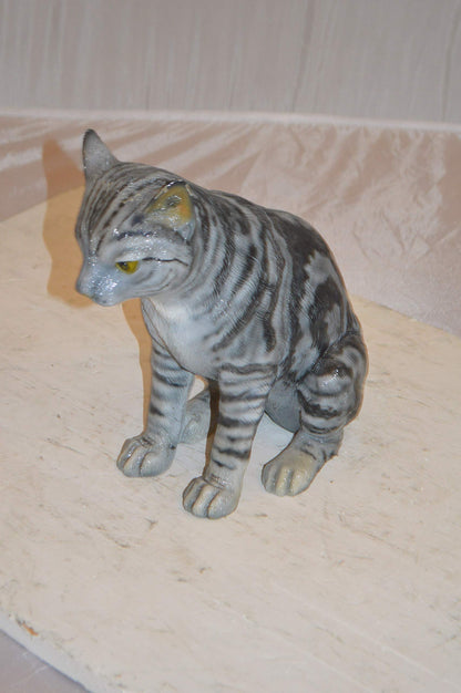 Sitting Cat Bronze Statue - Perfect Decorative Piece - Hand-Finished Polychrome Enamel Sculpture, 11"L x 6"W x 11"H, 8 lbs