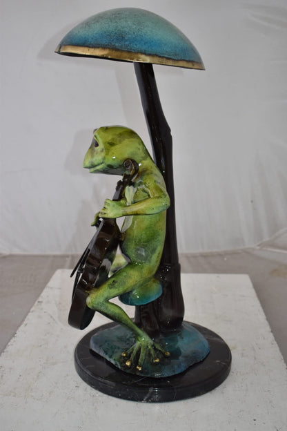 Frog Playing Cello colored Bronze Statue Size: 12" x 11" x 24"H