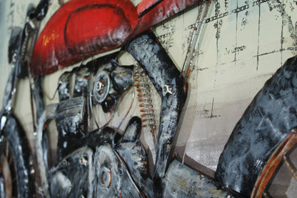NIFAO Metal Motorcycle Wall Art Painting with Raised Sheet Metal 79" x 2" x 40"H