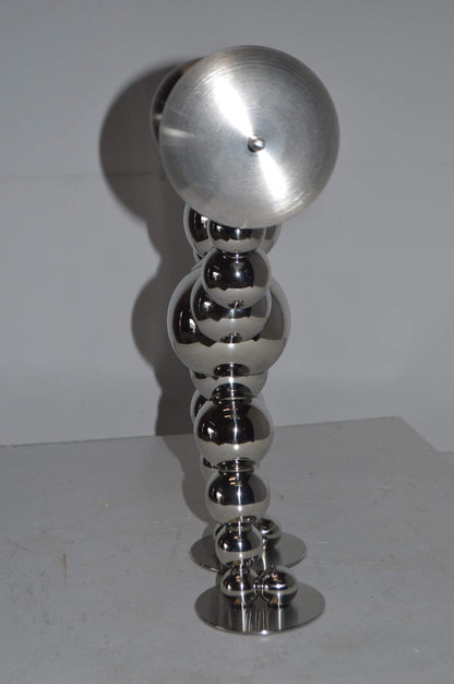 Modern Art Weightlifter Up Position Chrome Balls Statue - Size: 20"x5"x17"H