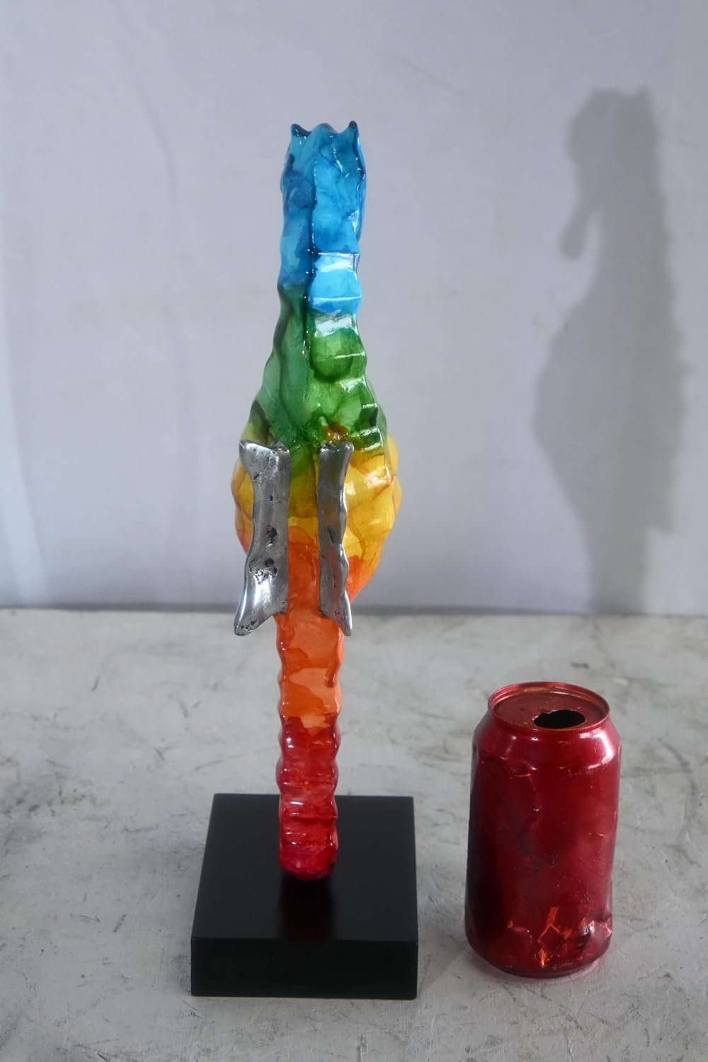 Blue to Red Rainbow Seahorse Statue Painted Aluminum Art 6"x4"x15"H