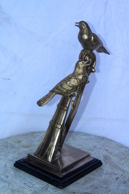 Creative Art, Violin and Two Birds, Bronze Statue in Silver Finish 12 x 8 x 19"H