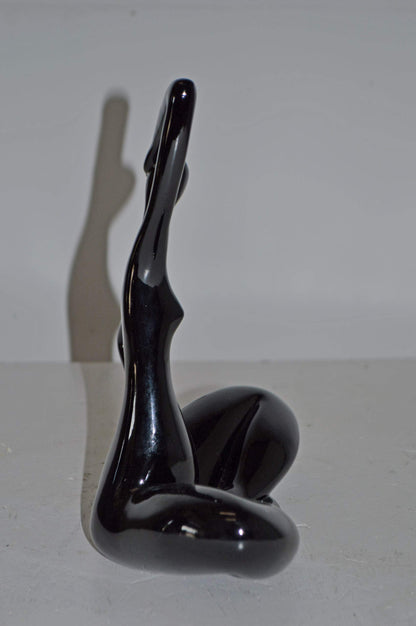 Modern Art Black Ballet Dancer Sitting Resin Statue - Size: 9"L x 5"W x 11"H.