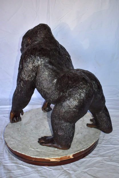 Gorilla Standing on Four Detailed Impressive Bronze Statue 20" x 17" x 24"H