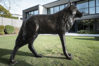 Realistic Life Size Standing Wolf Aluminum Garden Statue 41"x15"x34"H