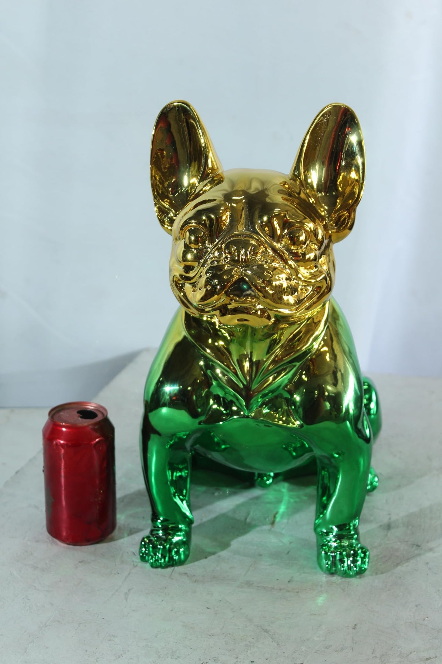 NIFAO Resin Bulldog Statue Green and Gold Finish 16"x9"x16"H