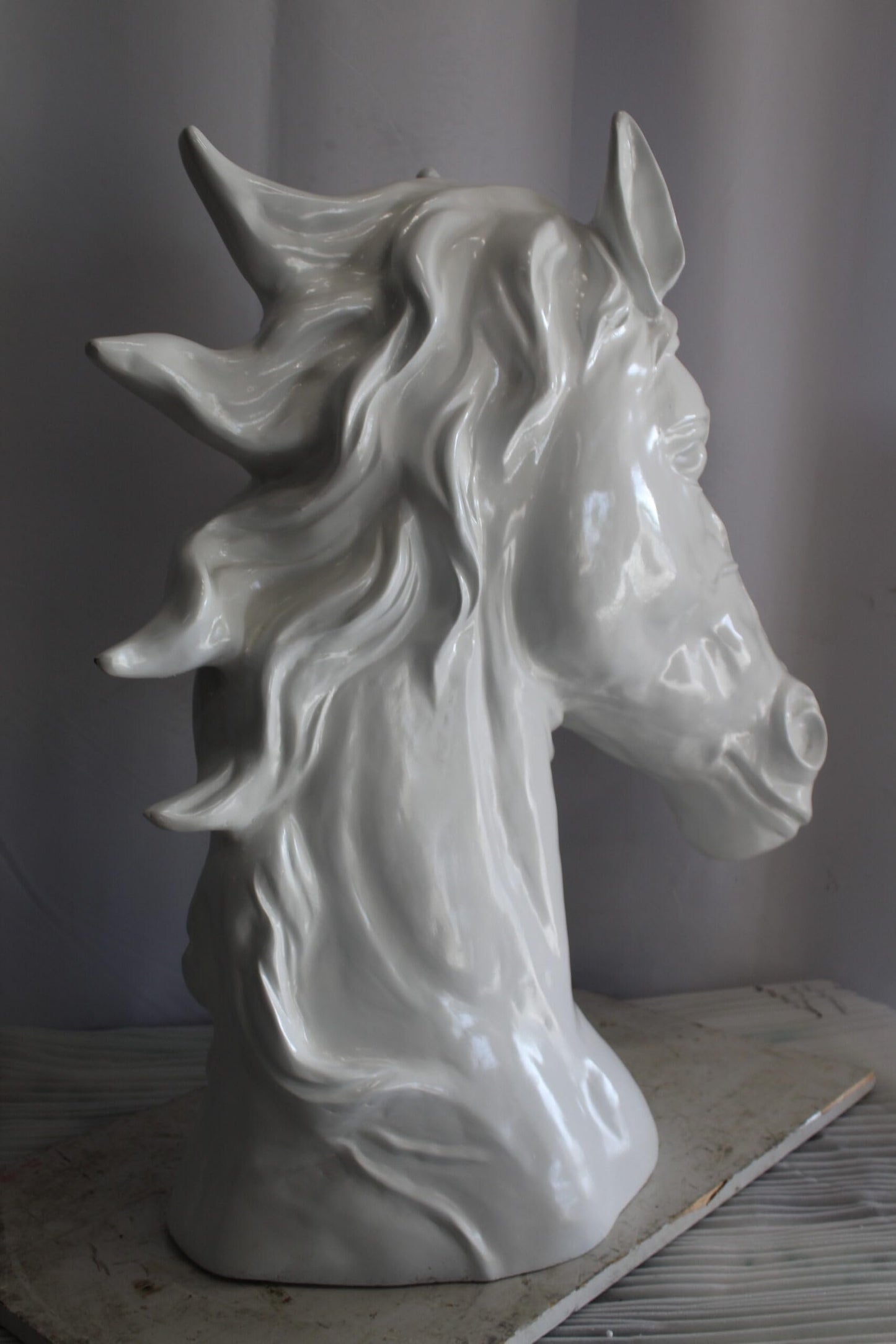 Pure Elegance, Fiberglass White Stallion Bust 36" x 14" x 36"H