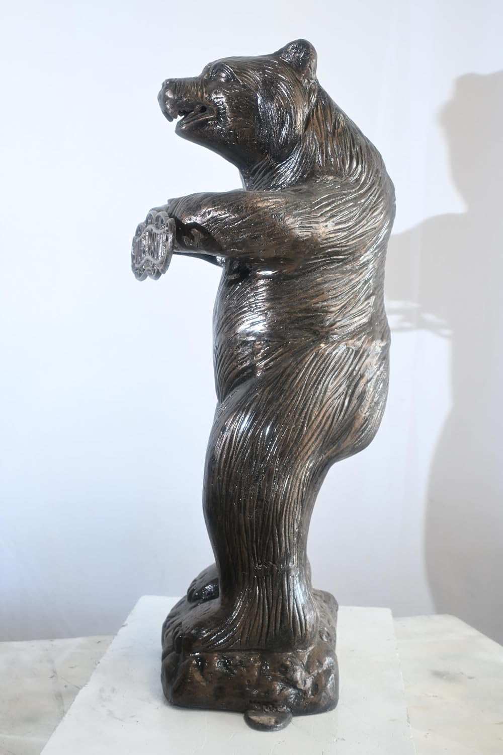 Standing Aluminum Bear Statue with Welcome Sign 18"x18"x41"H