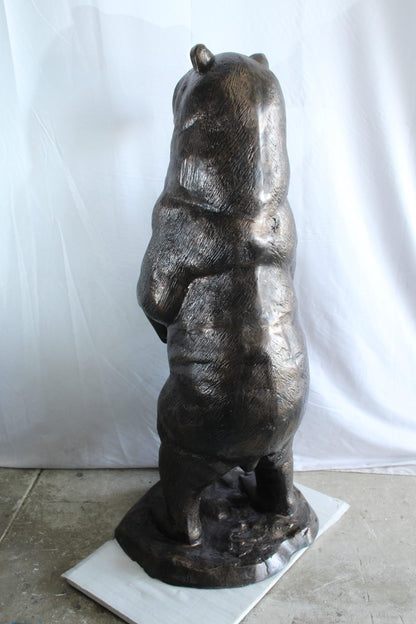 NIFAO Giant Aluminum Bear Statue with Forest Base – Wildlife Sculpture for Lodge, Cabin & Outdoor Décor - 20" x 23" x 61"H