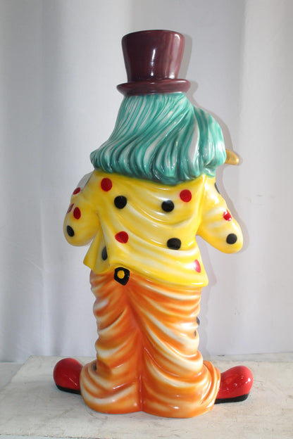 Whimsical Clown Fiberglass Statue, Jazzing Up with Saxophone 19" x 18" x 36"H