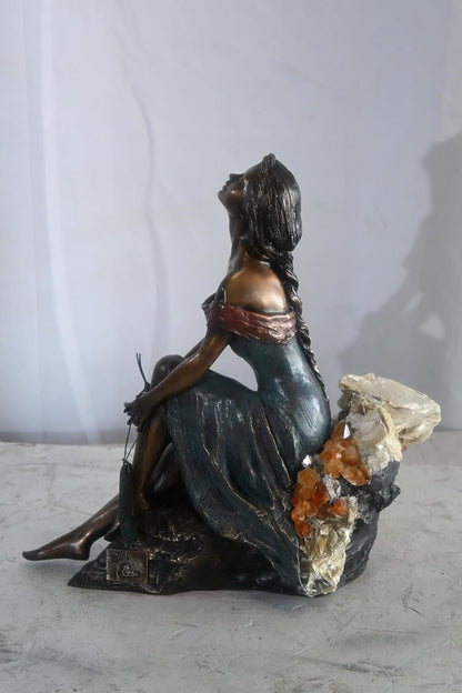 Manel Vidal Alba Bronze Sculpture by Ebano with Crystals 13"x6"x14"H