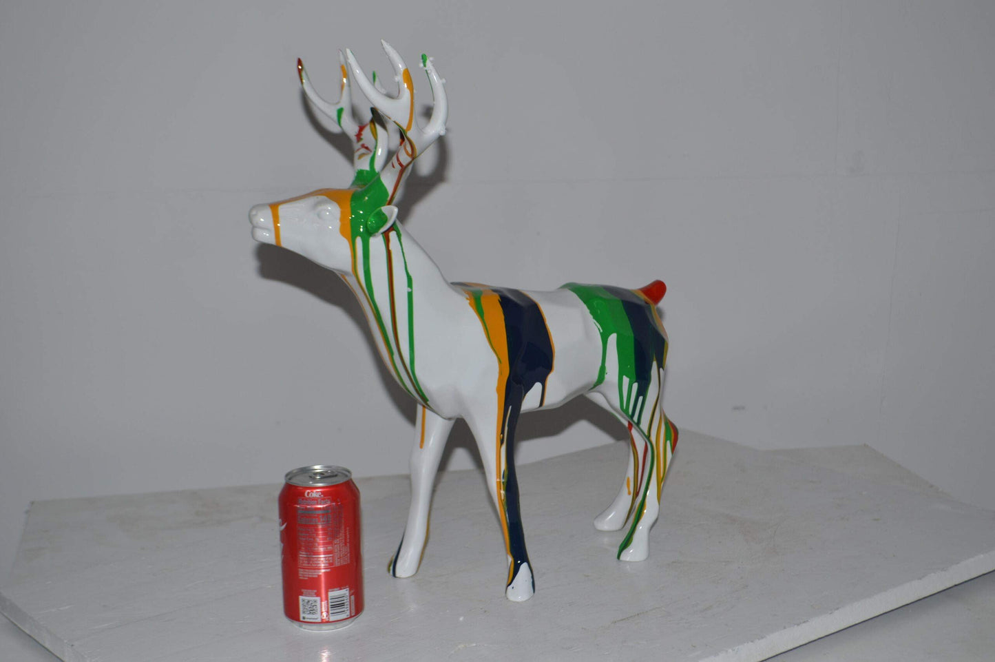 Modern Art colorful Deer Resin Statue - Size: 17"L x 11"W x 18"H.