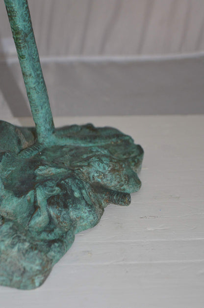 Heron Fountain Bronze Statue -  Size: 14"L x 24"W x 26"H.