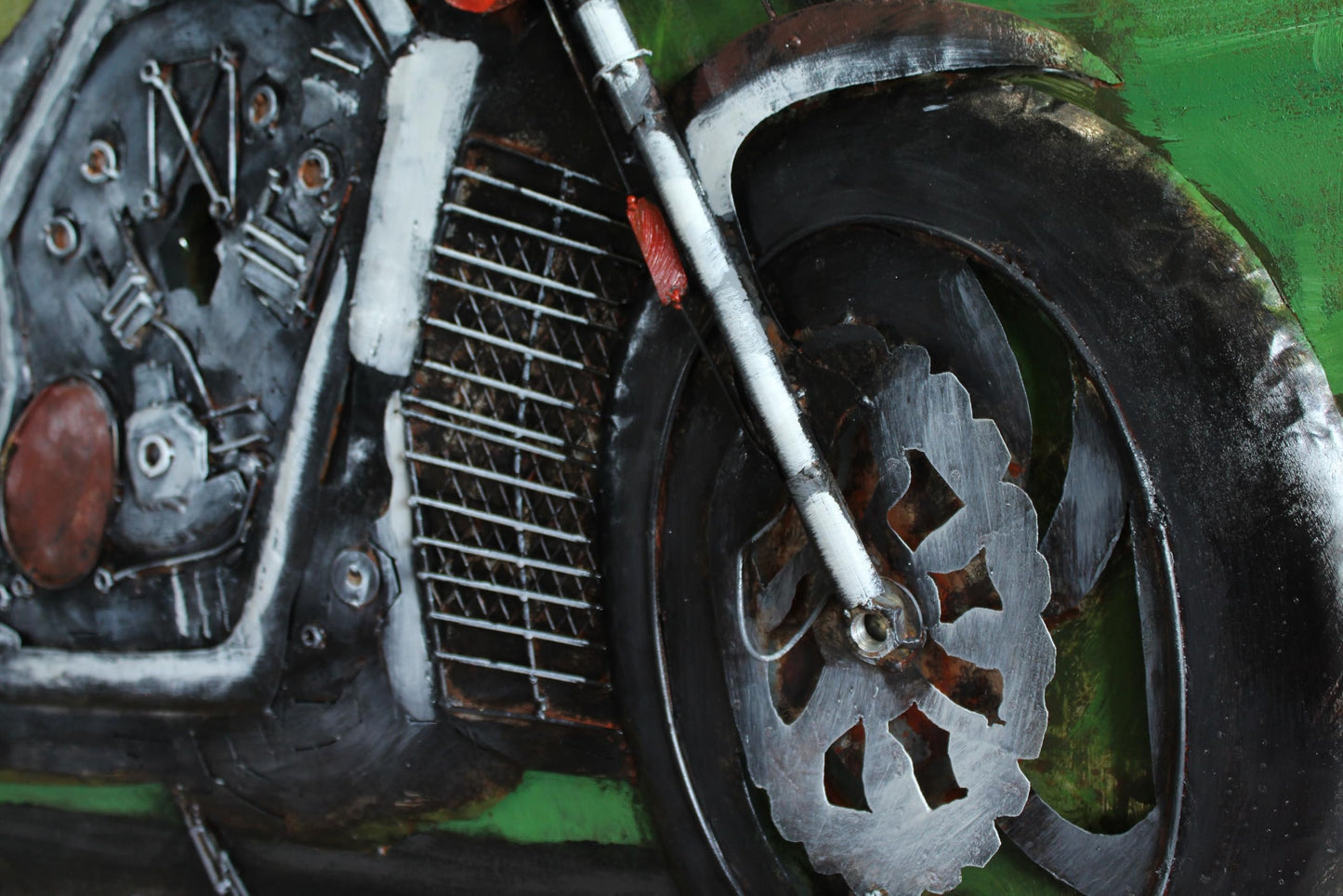 NIFAO Motorcycle Wall Art Handmade Metal Painting with 3D Raised Parts 79" x 2" x 40"H