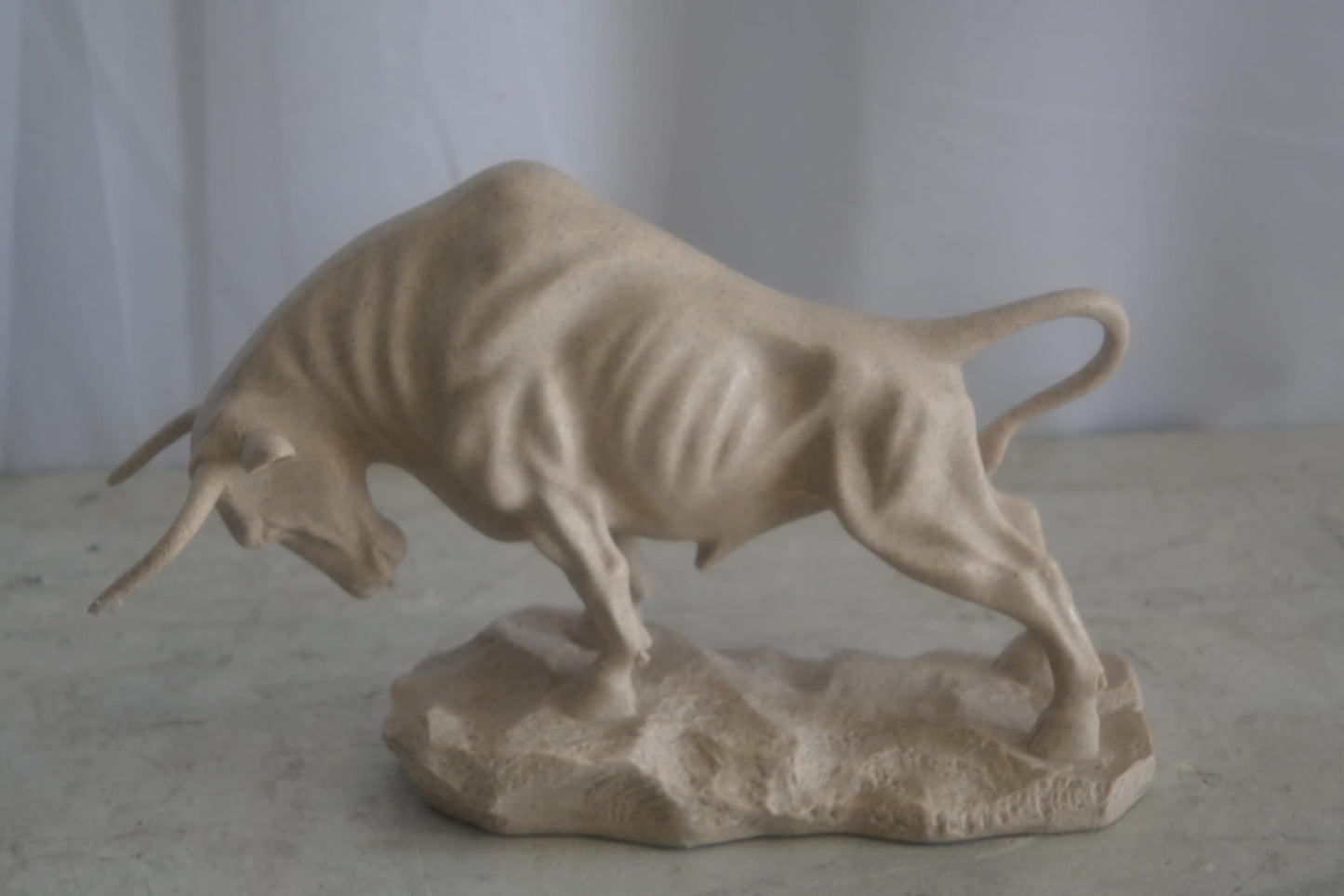 Resin Charging Bull Sculpture on Rocky Base Decor 14"x4"x9"H