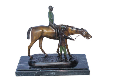 Horse and Jockey Bronze Statue, A J. Willis Good Replica 14" x 6" x 13"H