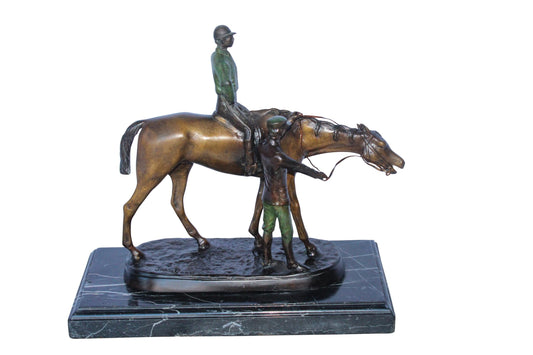 Horse and Jockey Bronze Statue, A J. Willis Good Replica 14" x 6" x 13"H