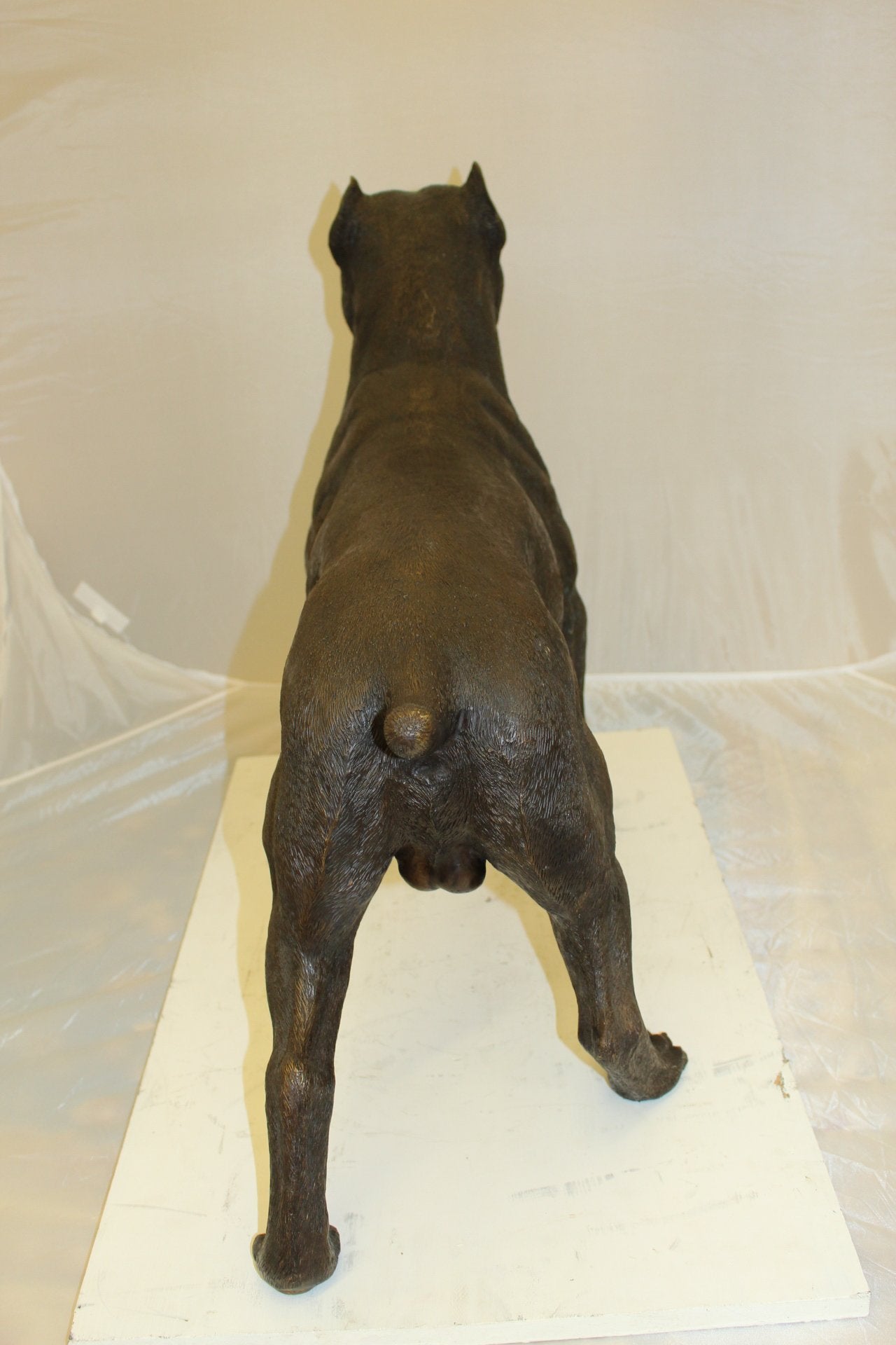 Standing Pitbull Dog Bronze Sculpture Statue Figurine 33"x11"x26"H