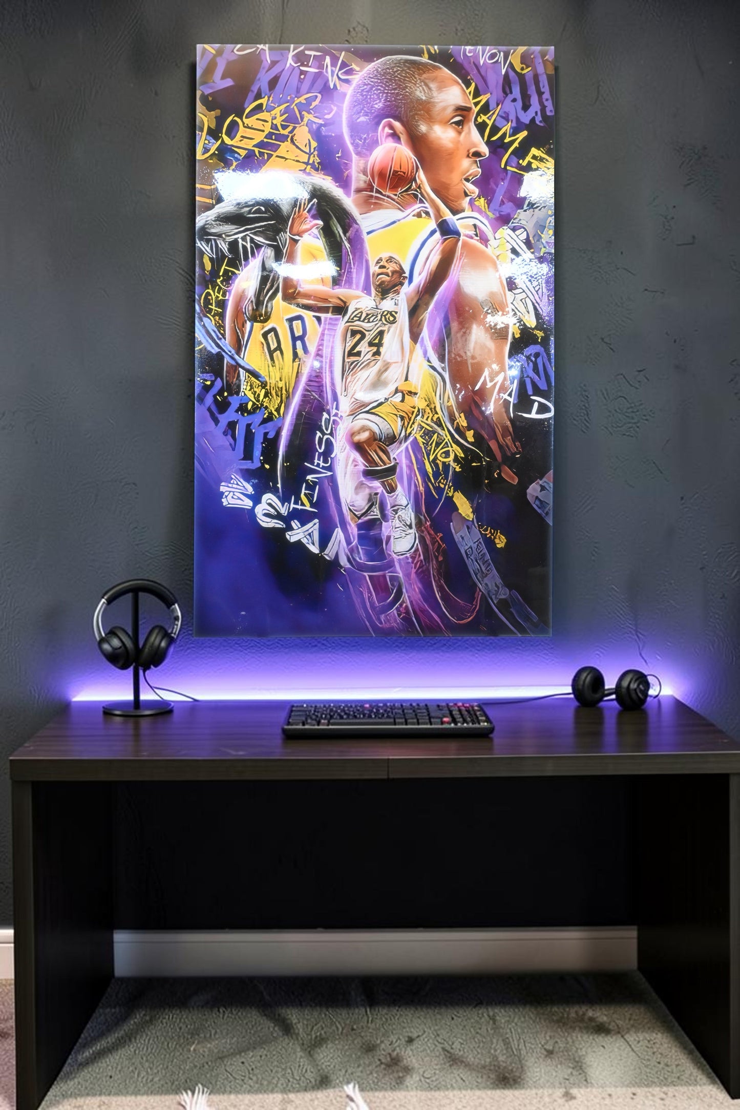Kobe Bryant Lakers Street Art Style Resin Canvas 39"x64"