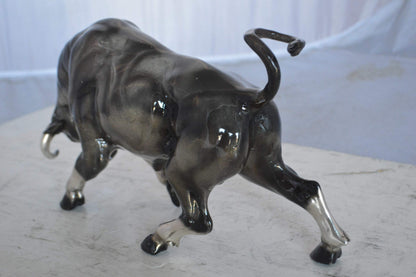 Charging Bull Bronze Statue -  Size: 15"L x 5"W x 8"H.