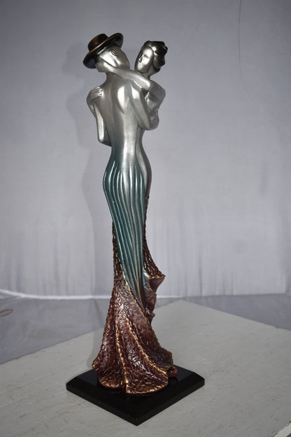 Young Lovers French Kissing Statue Made of Resin Size: 7" x 7" x 23"H