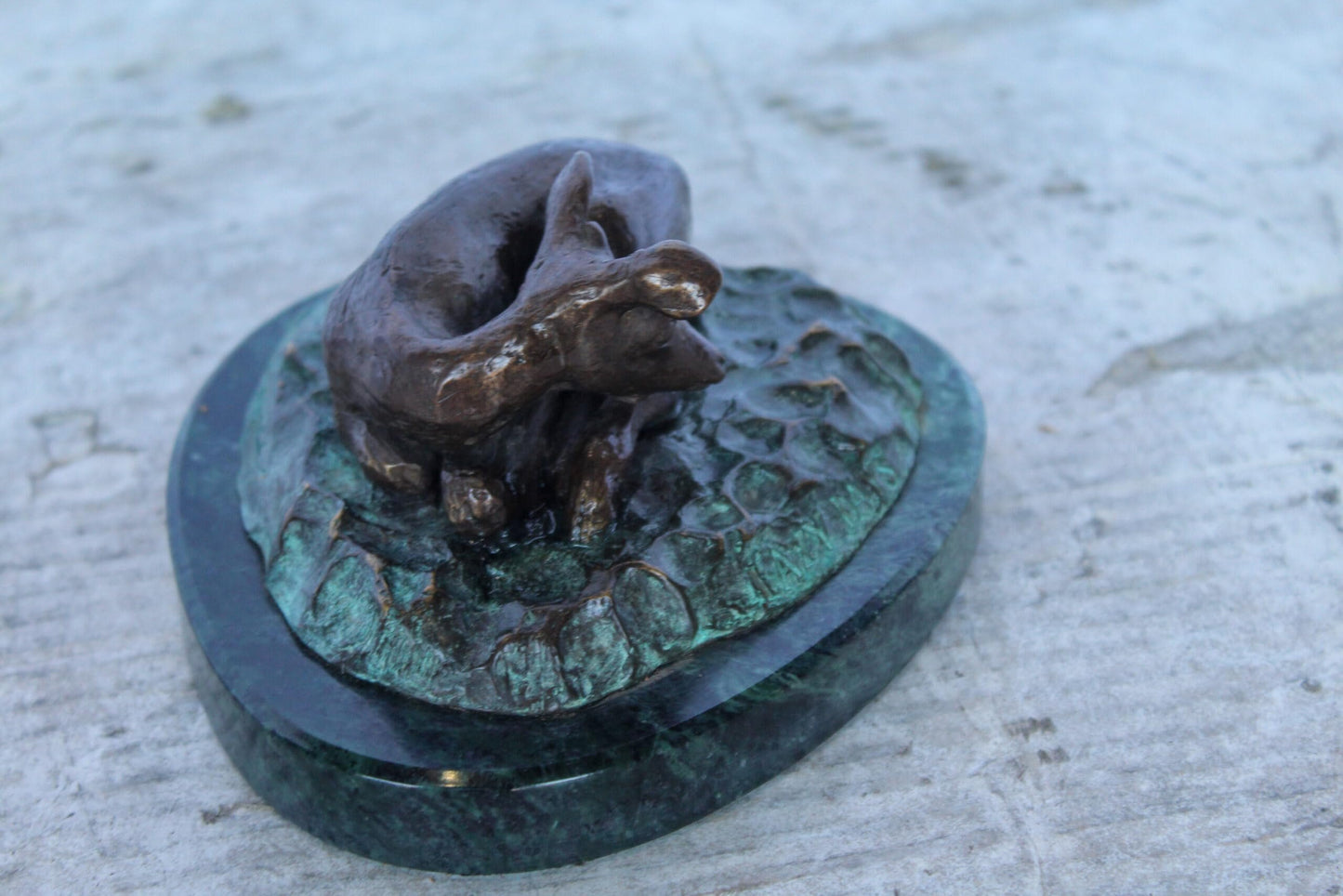 Deer Lazy Days, Small Bronze Statue Signed by Robert Beeler 6" x 7" x 3"H