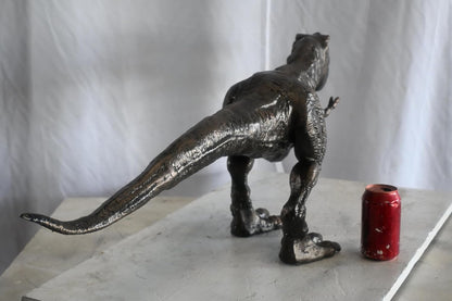 Large Cast Aluminum T Rex Dinosaur Statue Hunting Stance 40"x9"x14"H