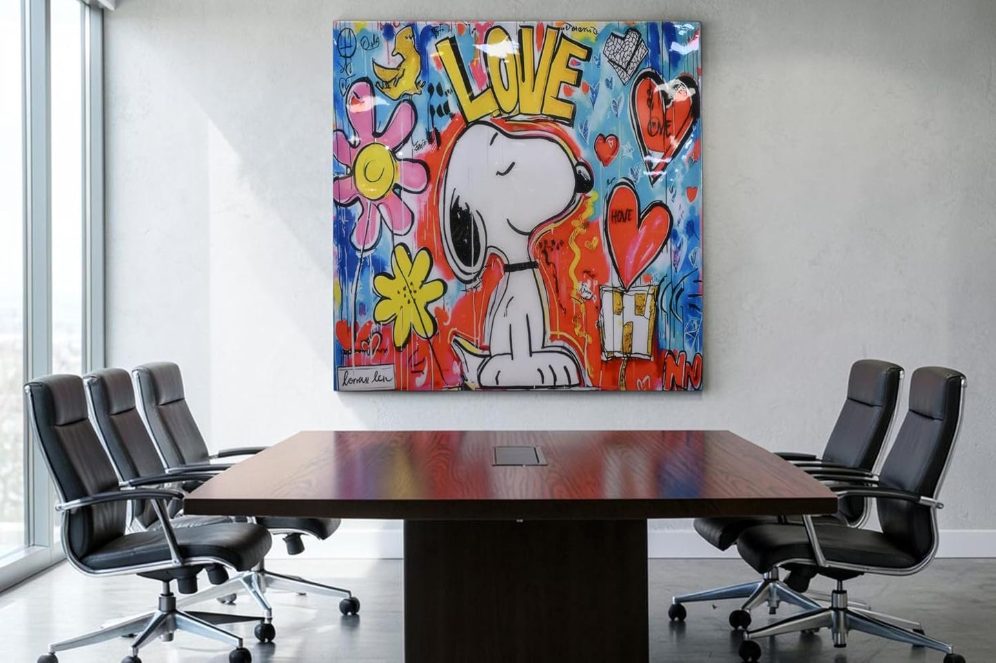 Snoopy Love Graffiti Pop Art Resin Canvas 40"x40"