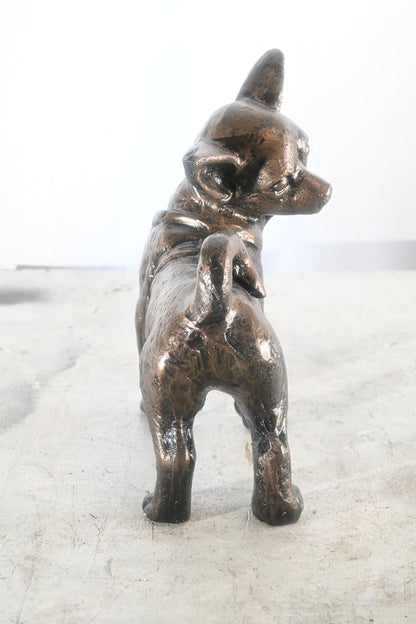 Charming Standing Chihuahua Aluminum Tabletop Dog Statue 12"x9"x11"H