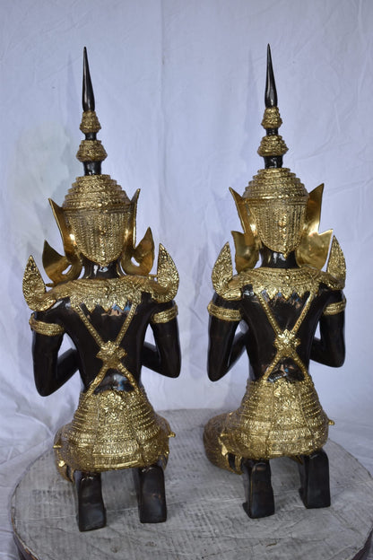 Thepphanom Made of Bronze with gold finish statue Size: 9" x 10" x 29"H