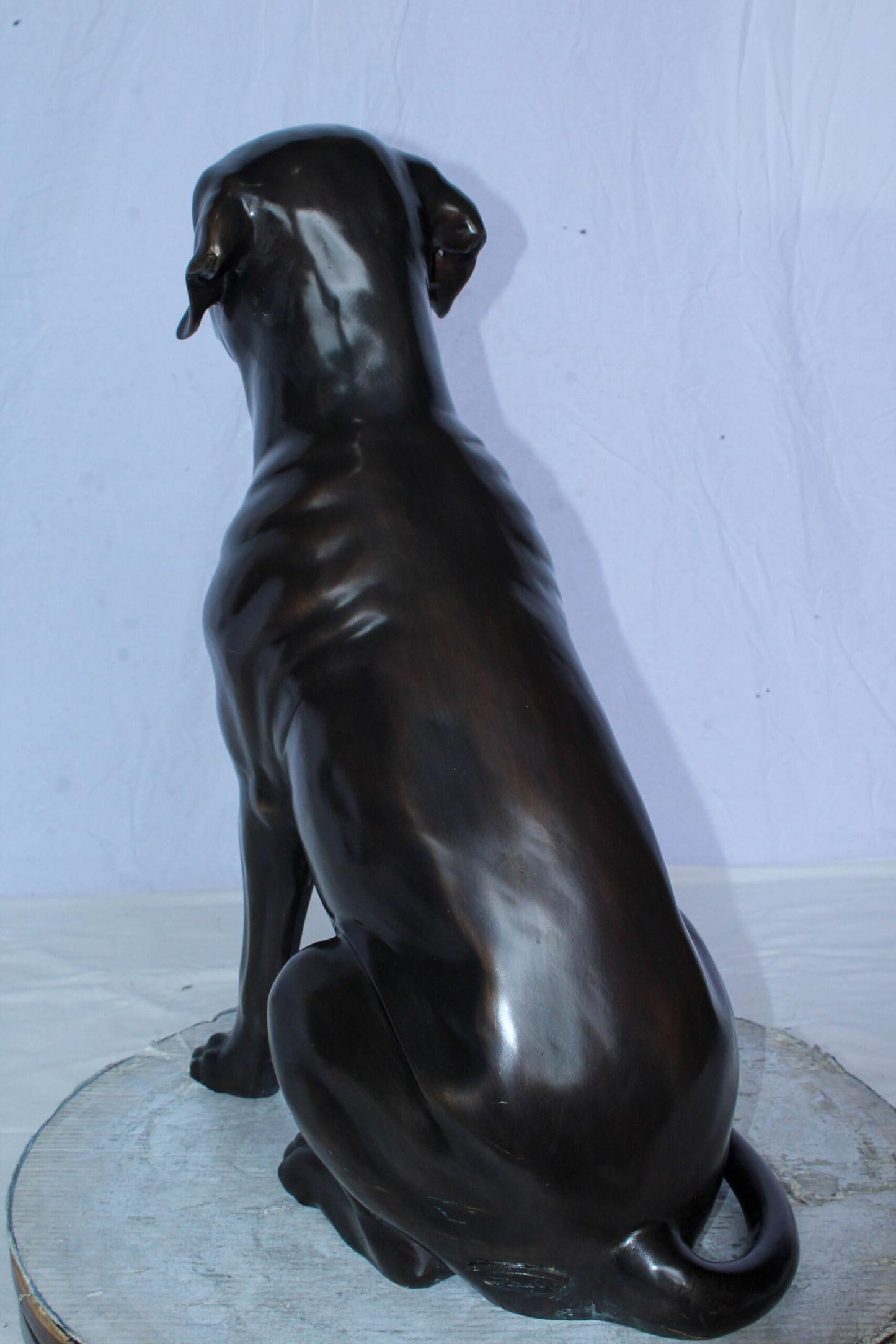 Large Bronze Chocolate Labrador Dog Statue Sitting Pose 22" x 12" x 27"H