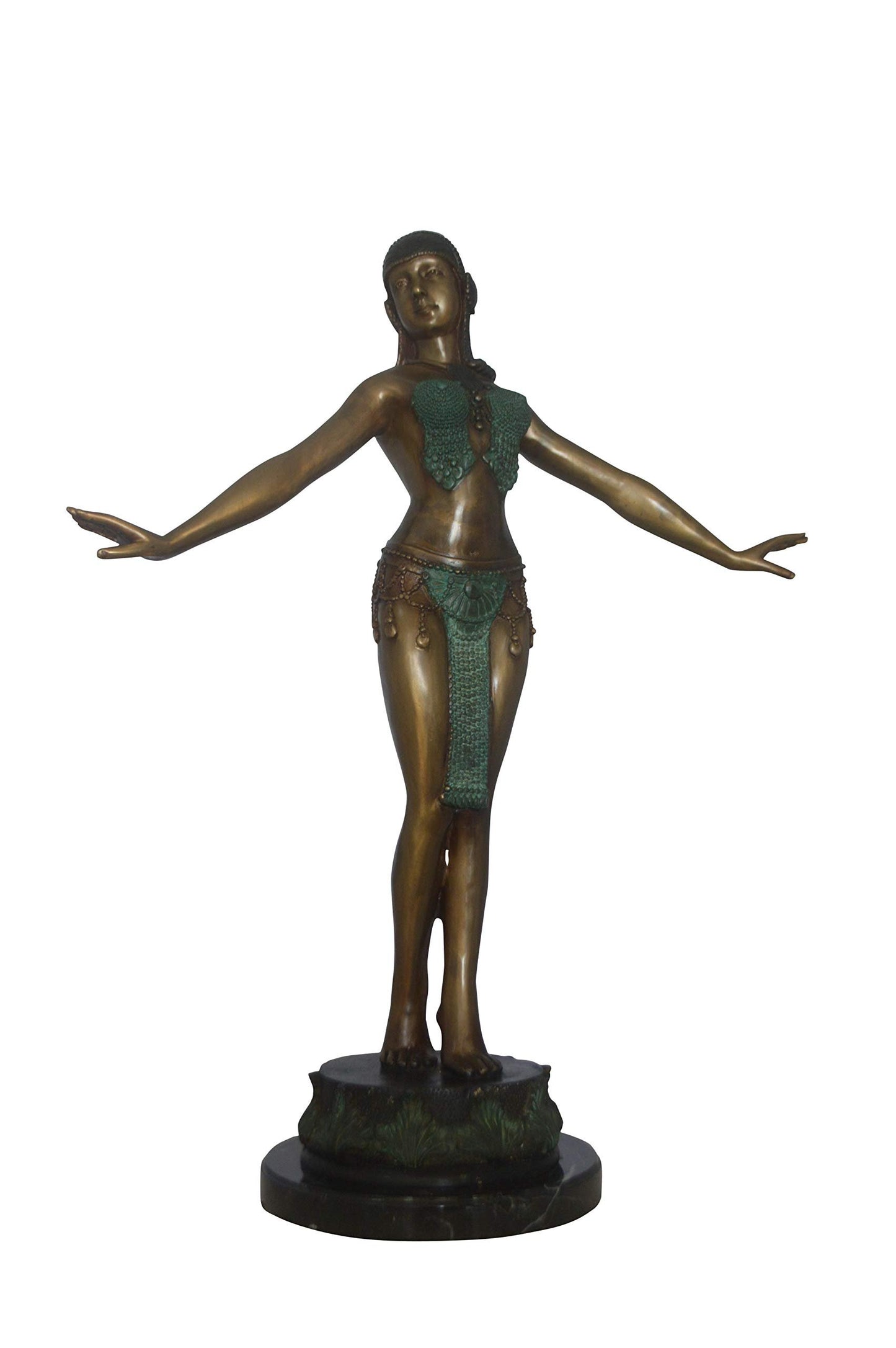 Belly Dancer Performing Bronze Statue -  Size: 32"L x 8"W x 41"H.