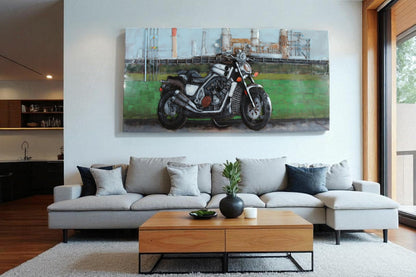 NIFAO Motorcycle Wall Art Handmade Metal Painting with 3D Raised Parts 79" x 2" x 40"H