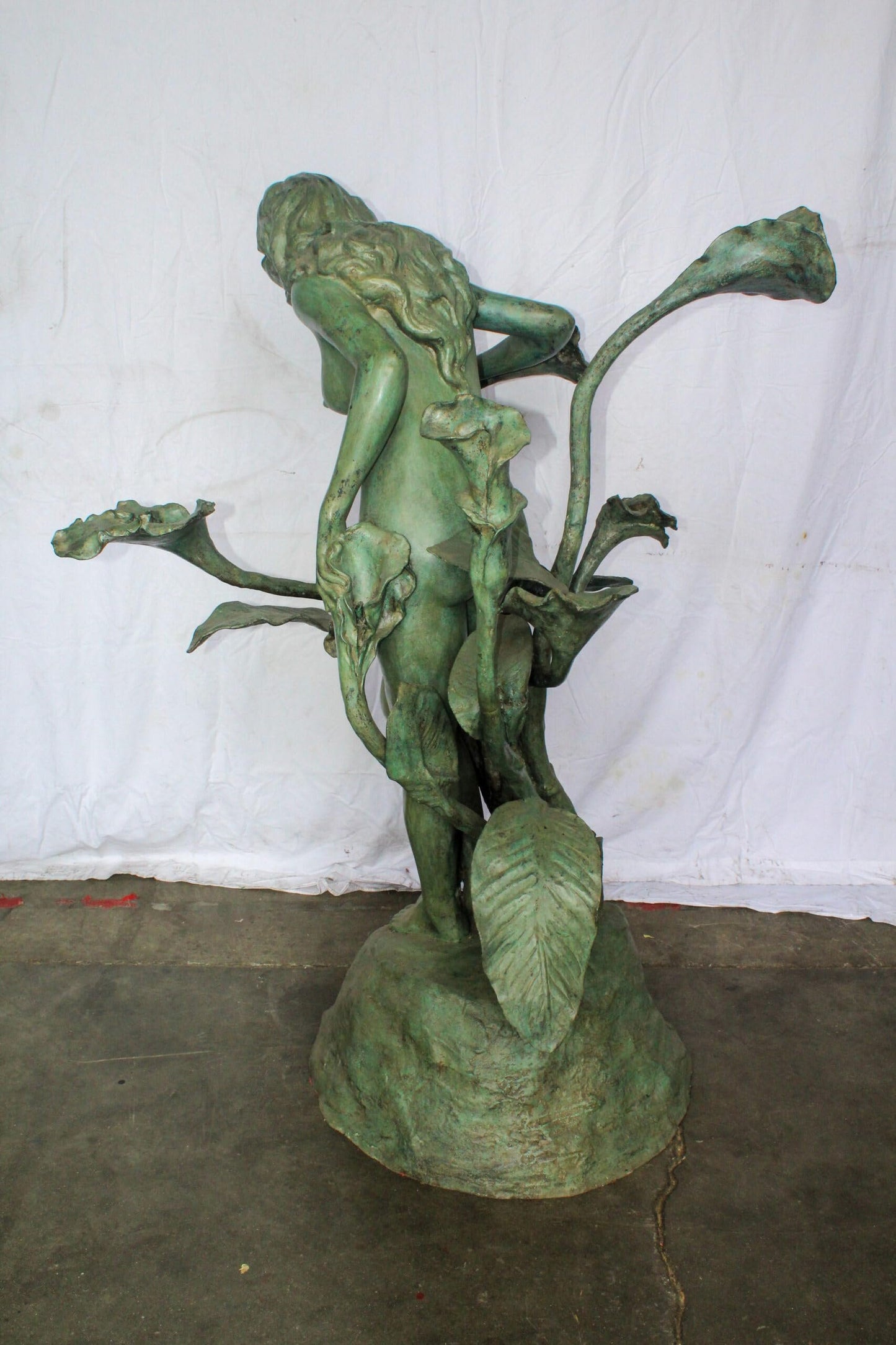 Nude Art Girl Standing by the Garden Life Size Bronze Fountain 44" x 44" x 64"H