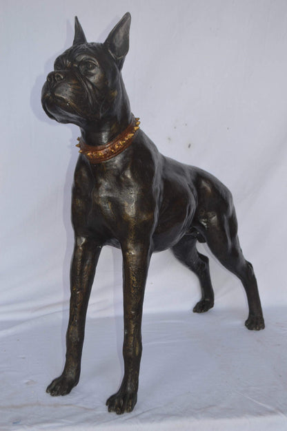 Boxer Dog bronze statue - Size: 35"L x 10"W x 36"H.