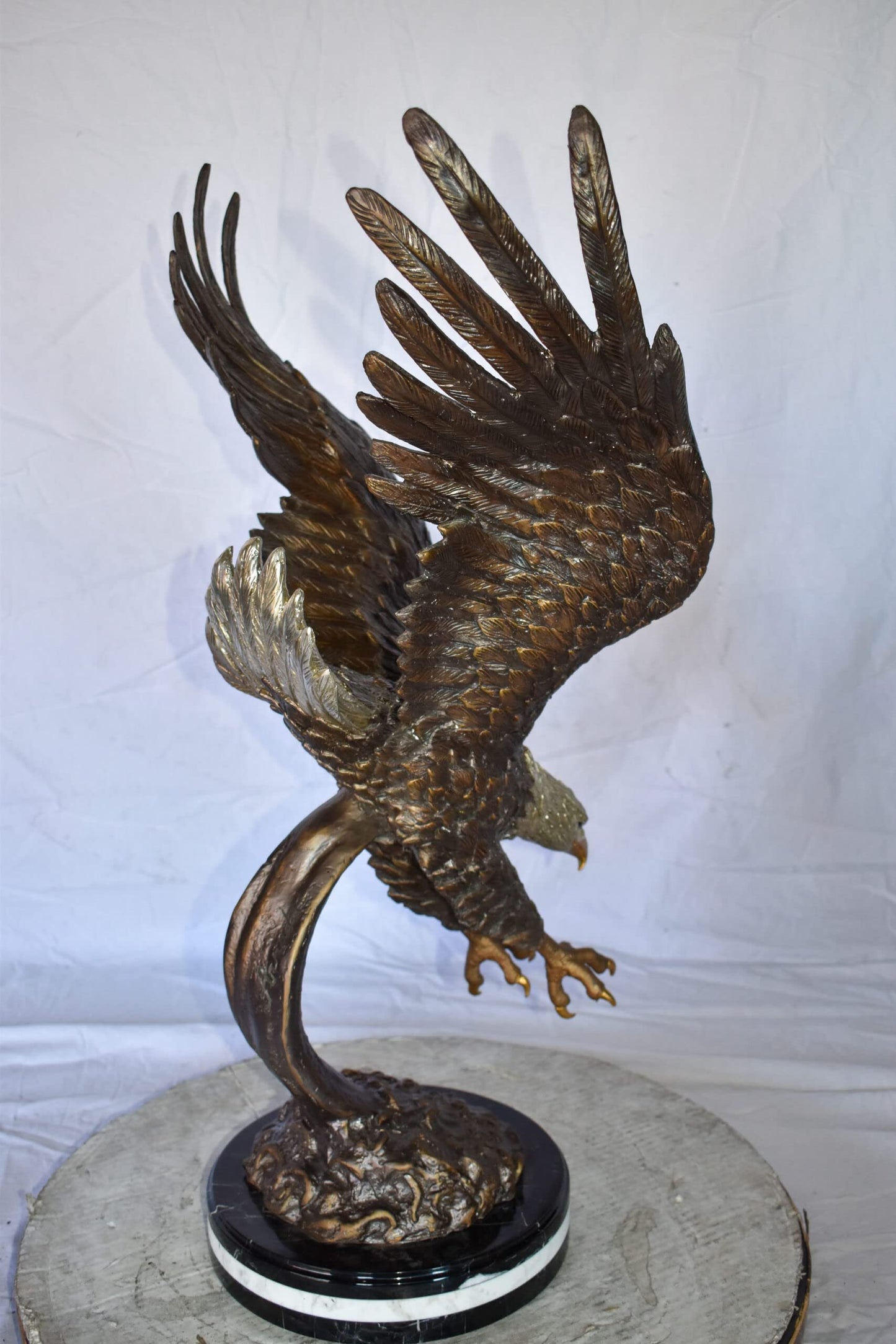 Eagle In Action Diving for His Prey Bronze Statue Size: 21" x 13" x 32"H