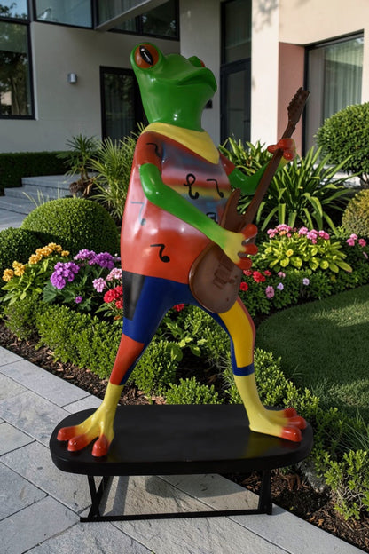 Giant Happy Frog Playing the Guitar Good for Outdoors Size: 46" x 28" x 70"H