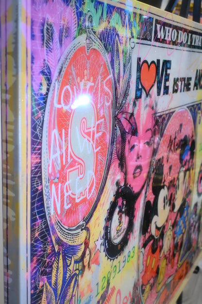 Love Is The Answer Pop Art Currency Canvas 60"x40"