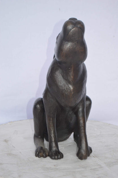 Rabbit Gazing Up Bronze Statue - Size: 8"L x 14"W x 16"H.