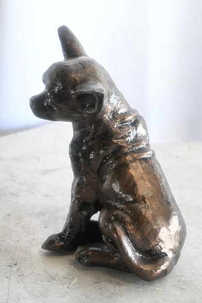 Sitting Chihuahua Aluminum Dog Statue Tabletop Sculpture 12"x7"x11"H