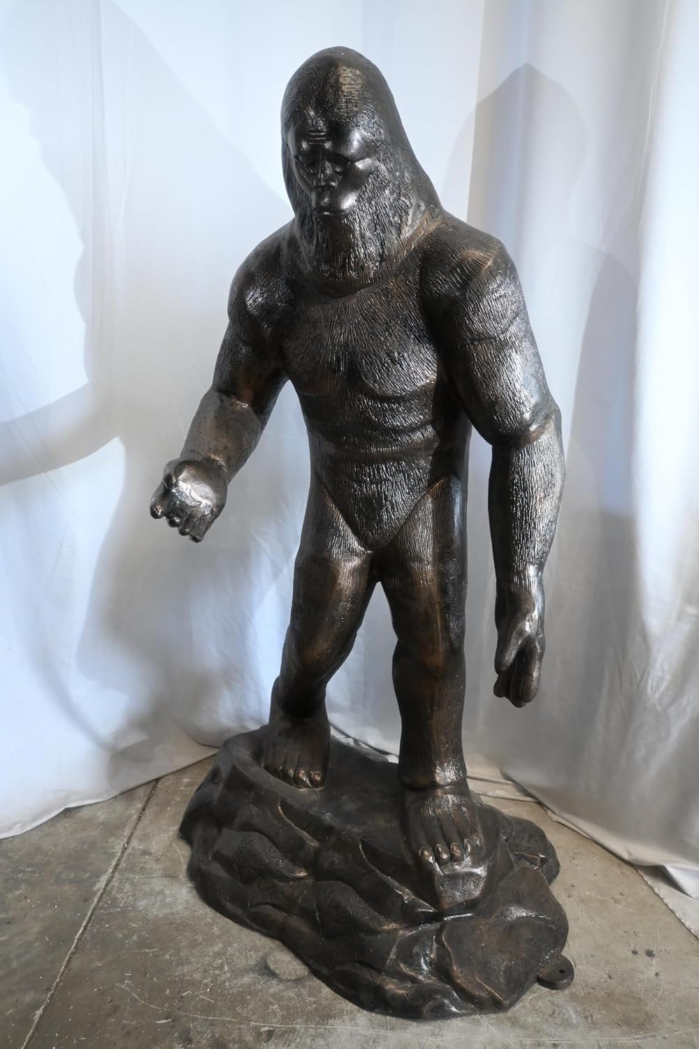 Aluminum Bigfoot Sasquatch Statue on Rock Base 38"x29"x77"H