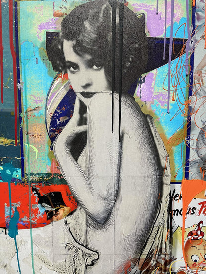 The Girl Next Door, original mixed media on canvas by Oliver Neilson, 38x60