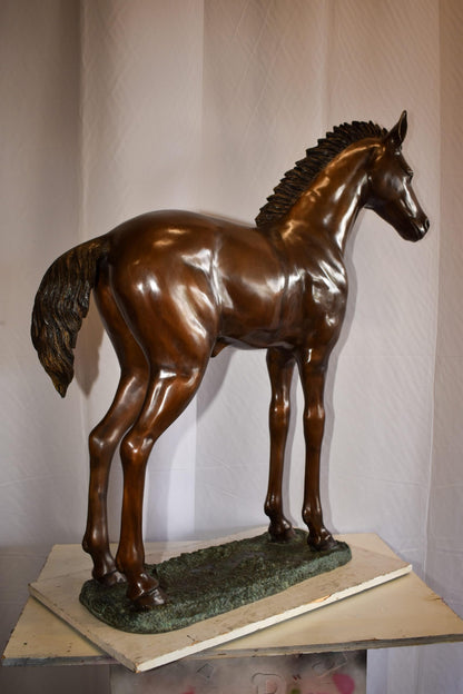 Standing Pony Made of Bronze Statue 47" x 12" x 48"H